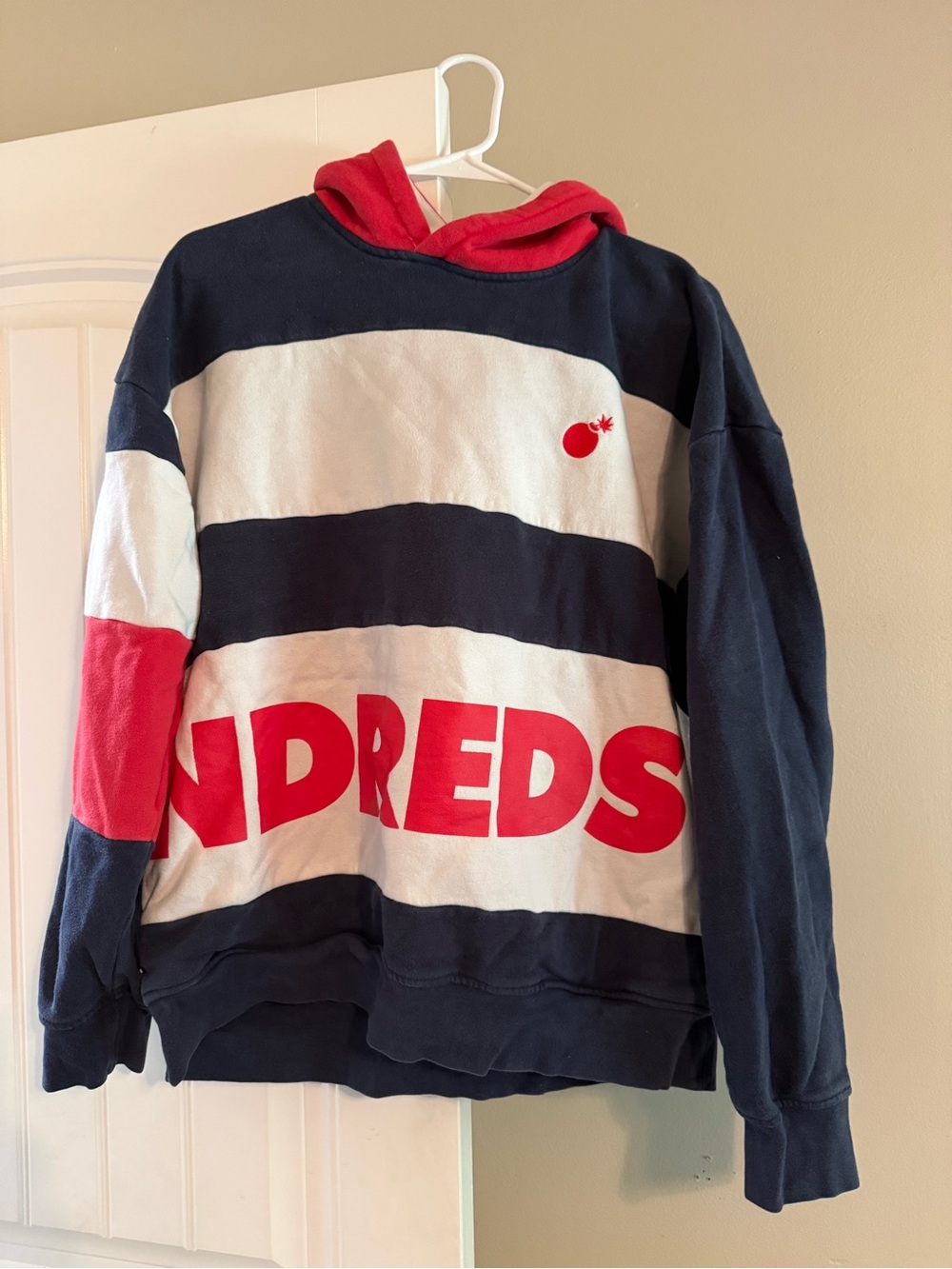 The Hundreds Navy, White & Red Striped Hoodie
